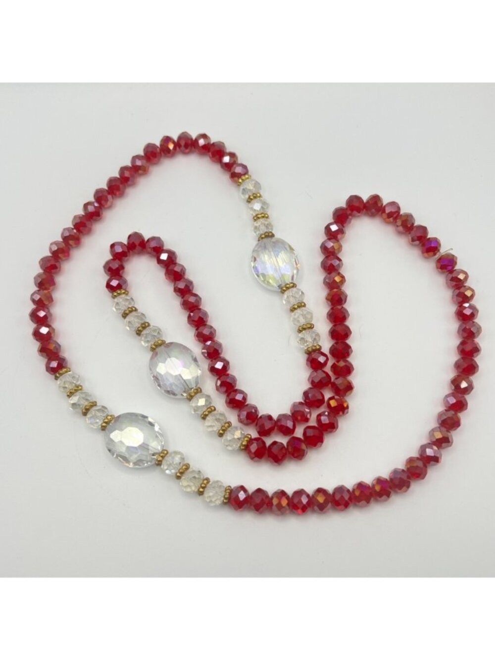Lot Of 4 Multi-Color Stretch Glass Necklaces 36" & 30" Faceted Cube Beads Boho - Picture 9 of 12